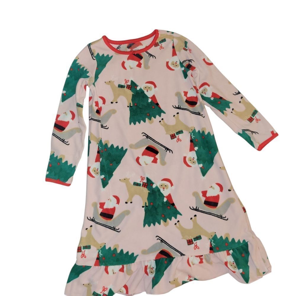 Carter's Pink Holiday Santa & Christmas Tree Nightgown